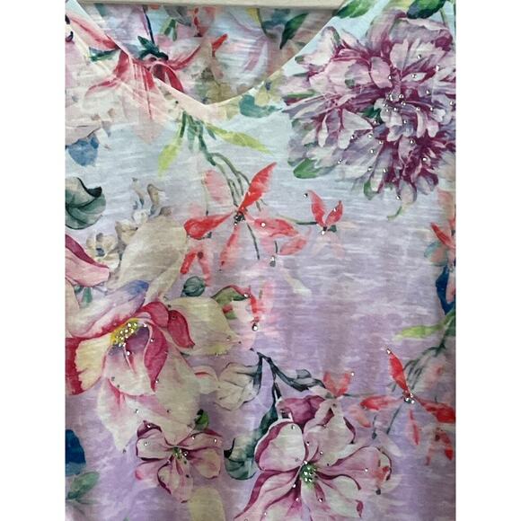 Concepts Womens XXL (20) Purple Floral Print Fairy Core V Neck Casual - Picture 5 of 6